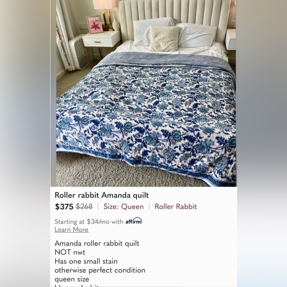 🤩🤩2PCS NWT Roller Rabbit Amanda Queen Size Quilt Sage 100% Cotton (MSRP $420) - Picture 8 of 8